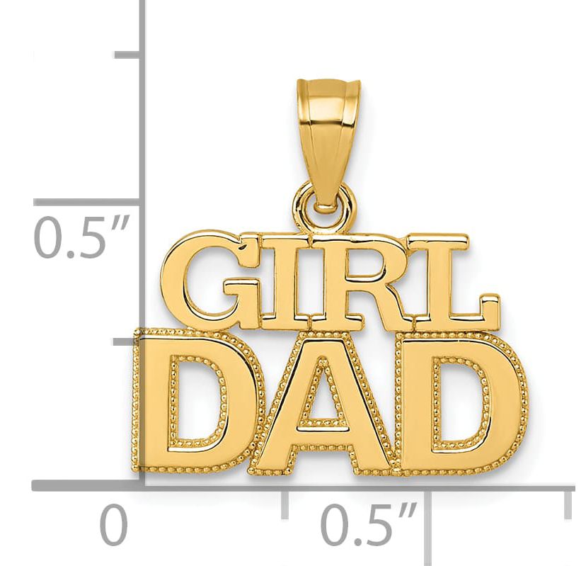 14K Yellow Gold Polished GIRL DAD Pendant