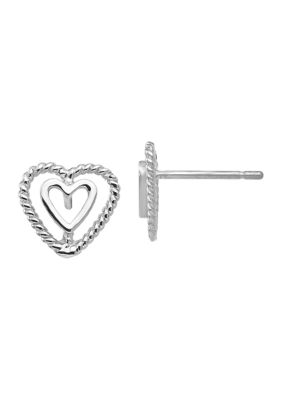 Belk & Co 14K White Gold Heart Earrings
