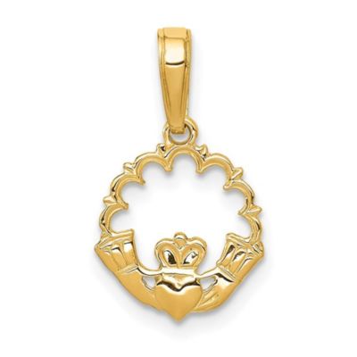 Belk & Co 14K Yellow Gold Polished Claddagh Pendant