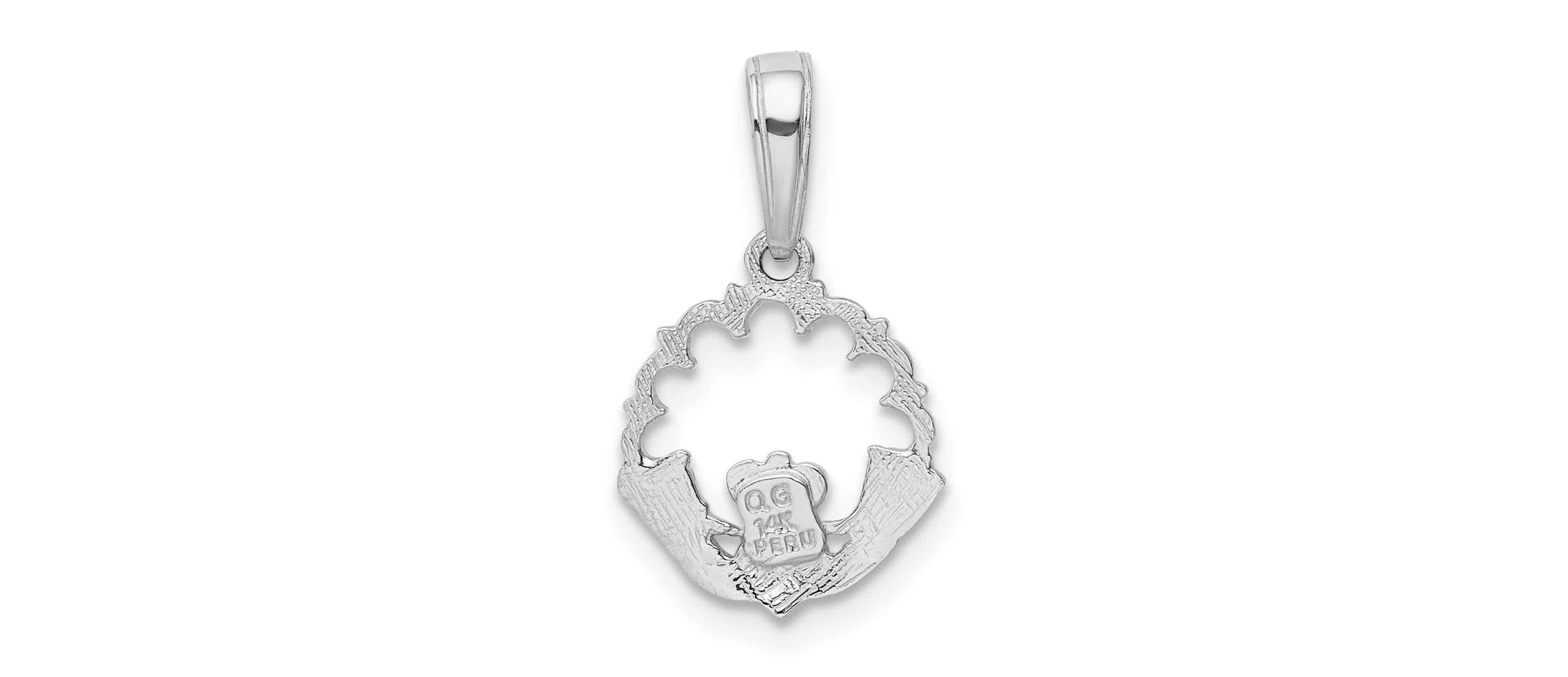 14K Yellow Gold Polished Claddagh Pendant