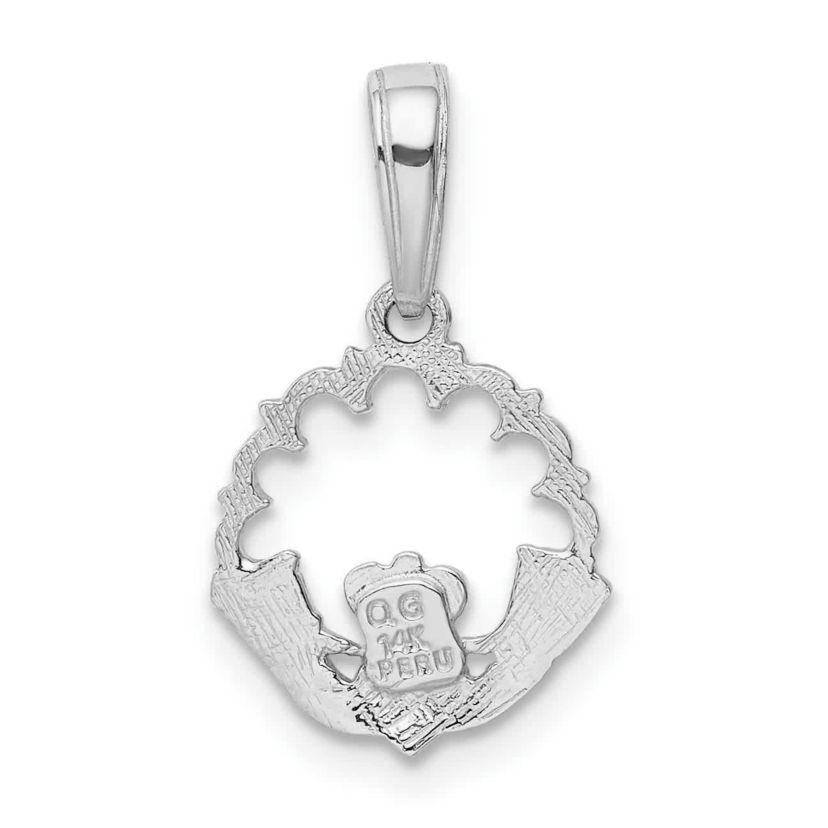 14K Yellow Gold Polished Claddagh Pendant