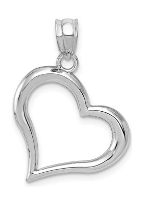 14K White Gold Polished Open Heart Pendant