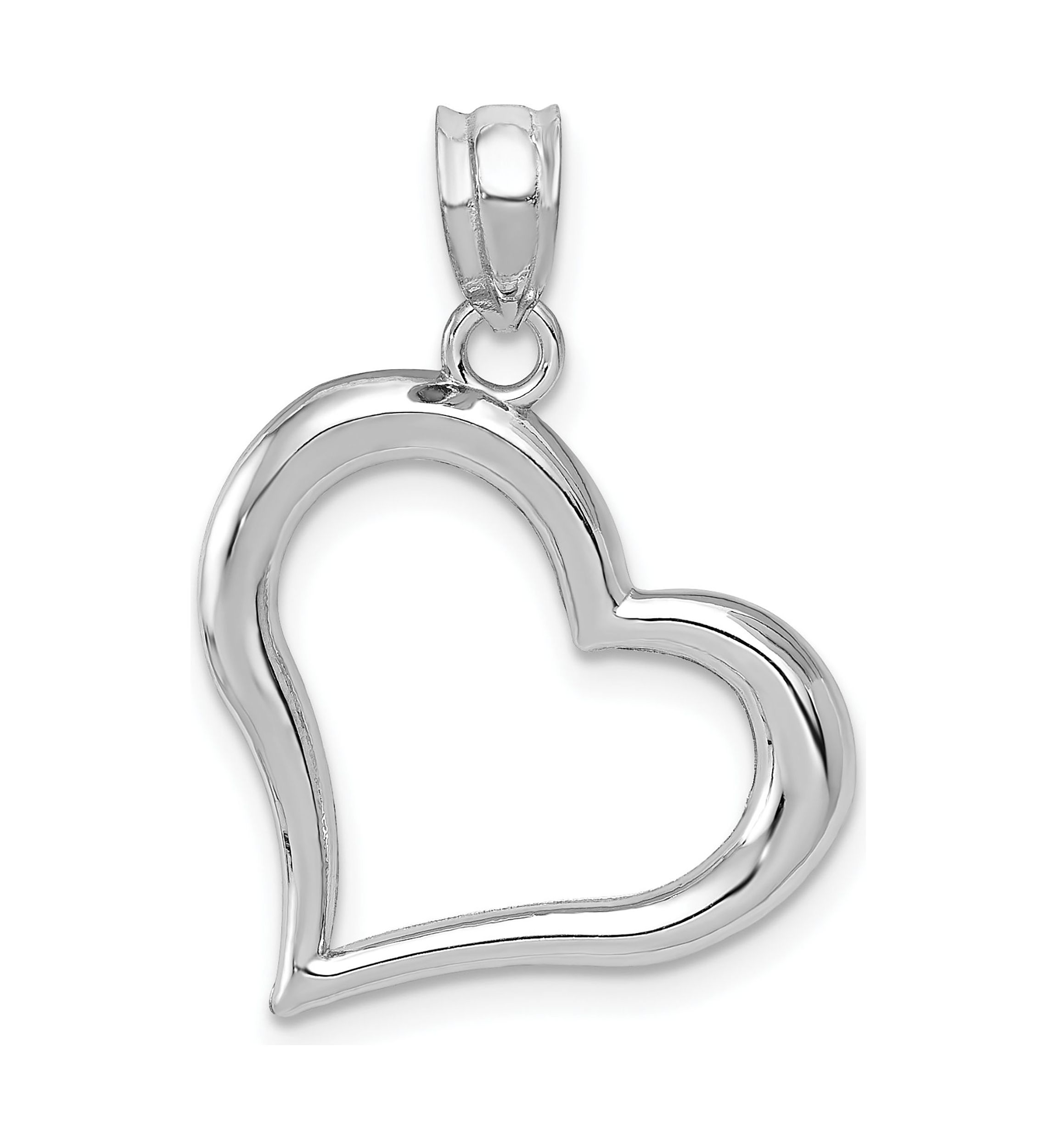 14K White Gold Polished Open Heart Pendant