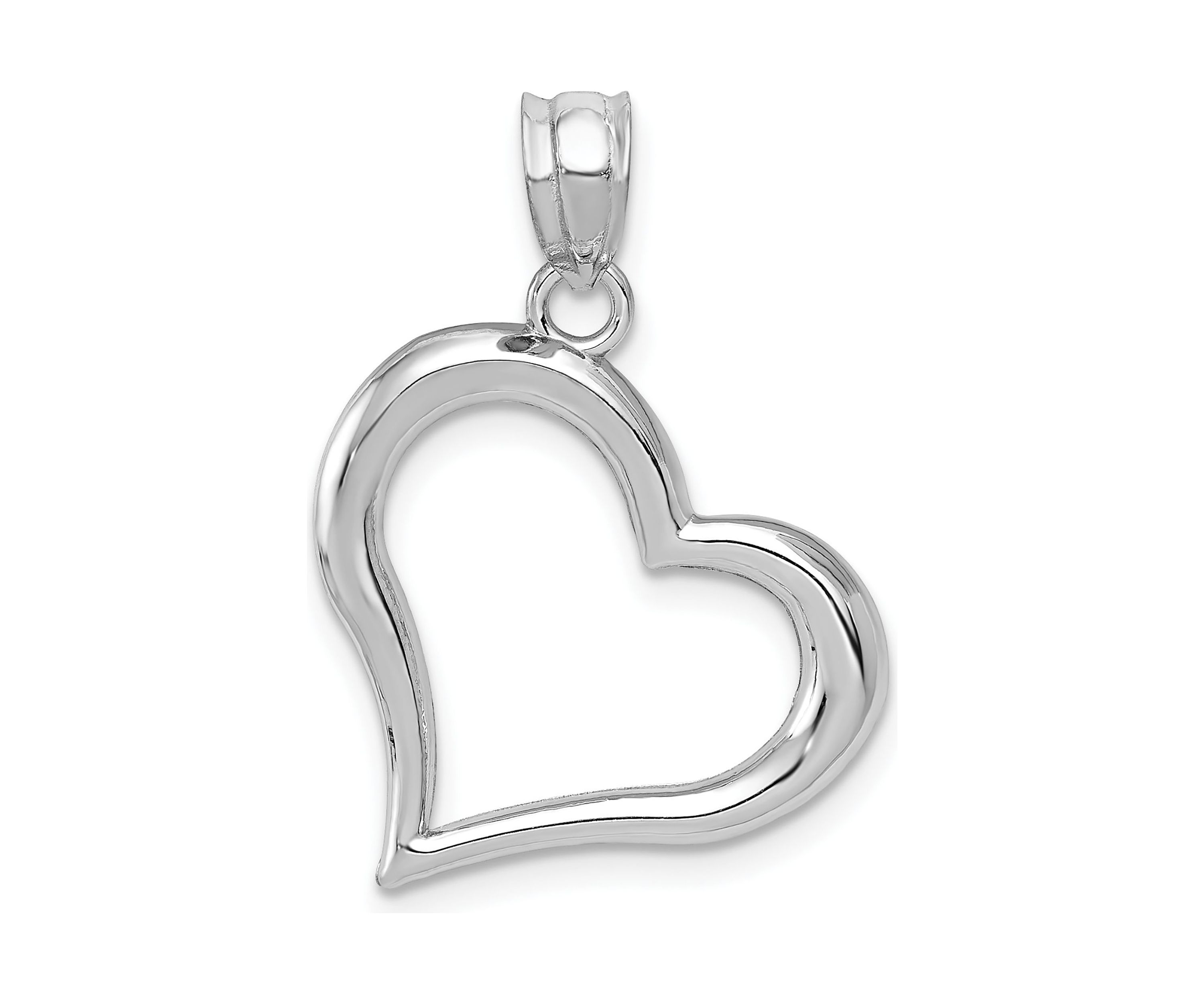 14K White Gold Polished Open Heart Pendant