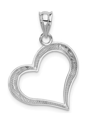 14K White Gold Polished Open Heart Pendant