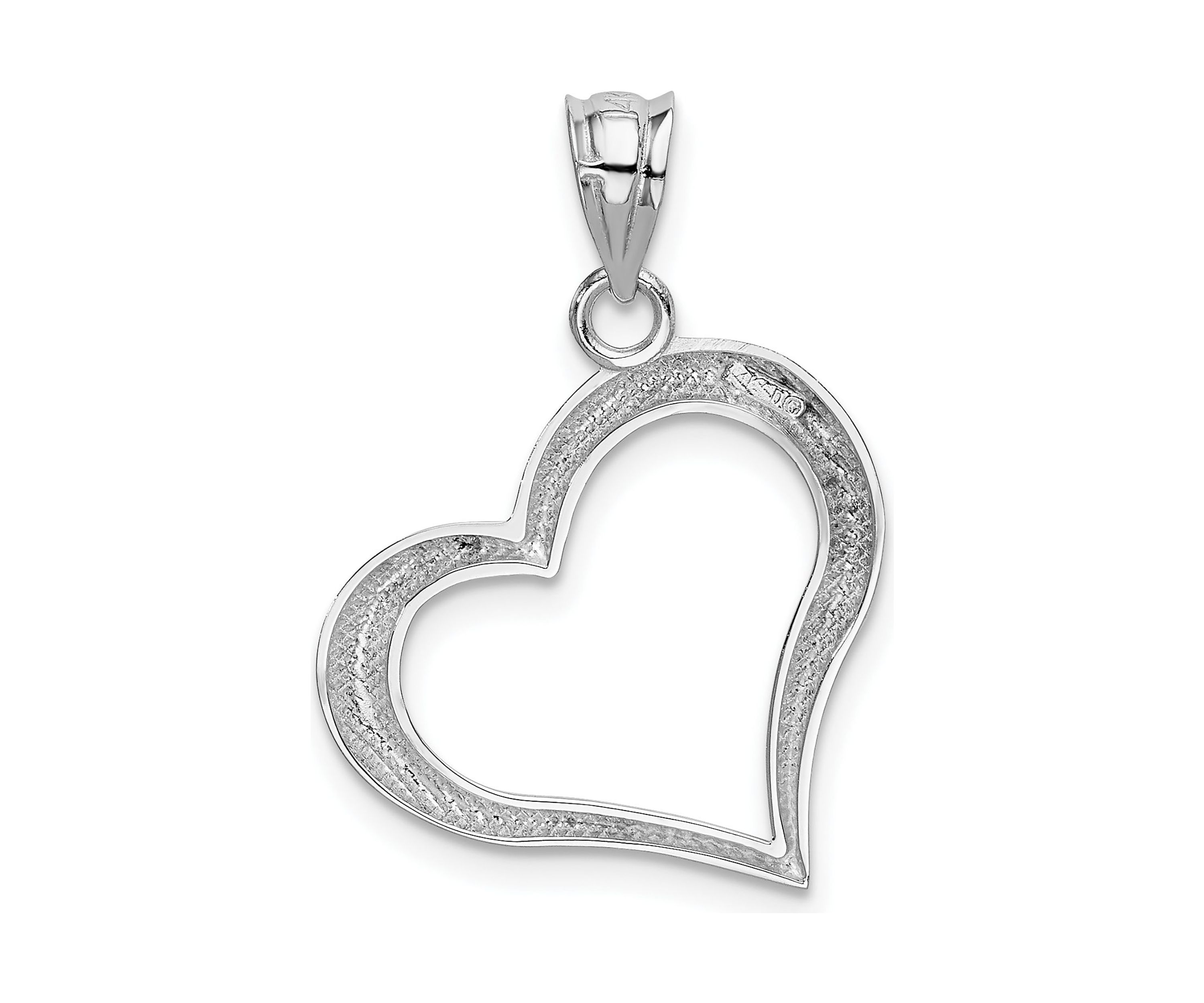 14K White Gold Polished Open Heart Pendant