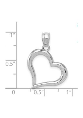 14K White Gold Polished Open Heart Pendant