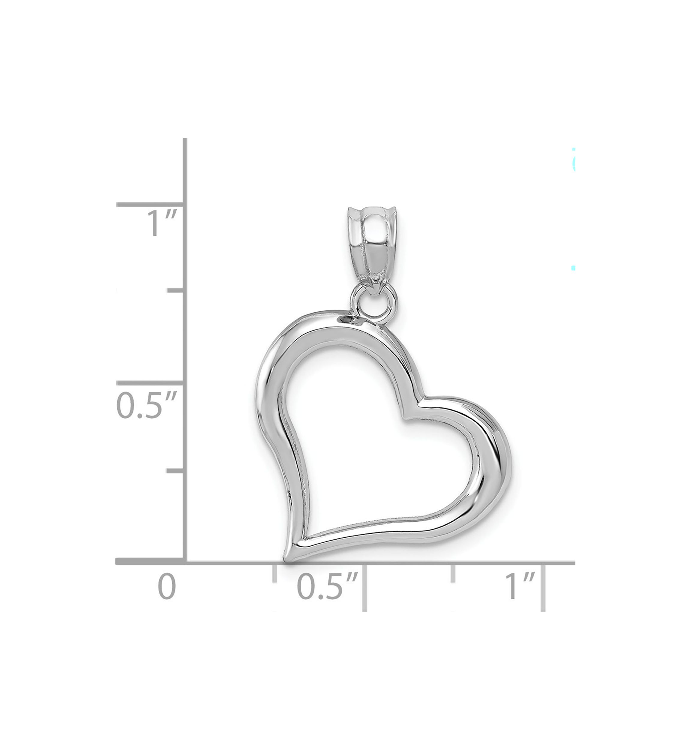 14K White Gold Polished Open Heart Pendant