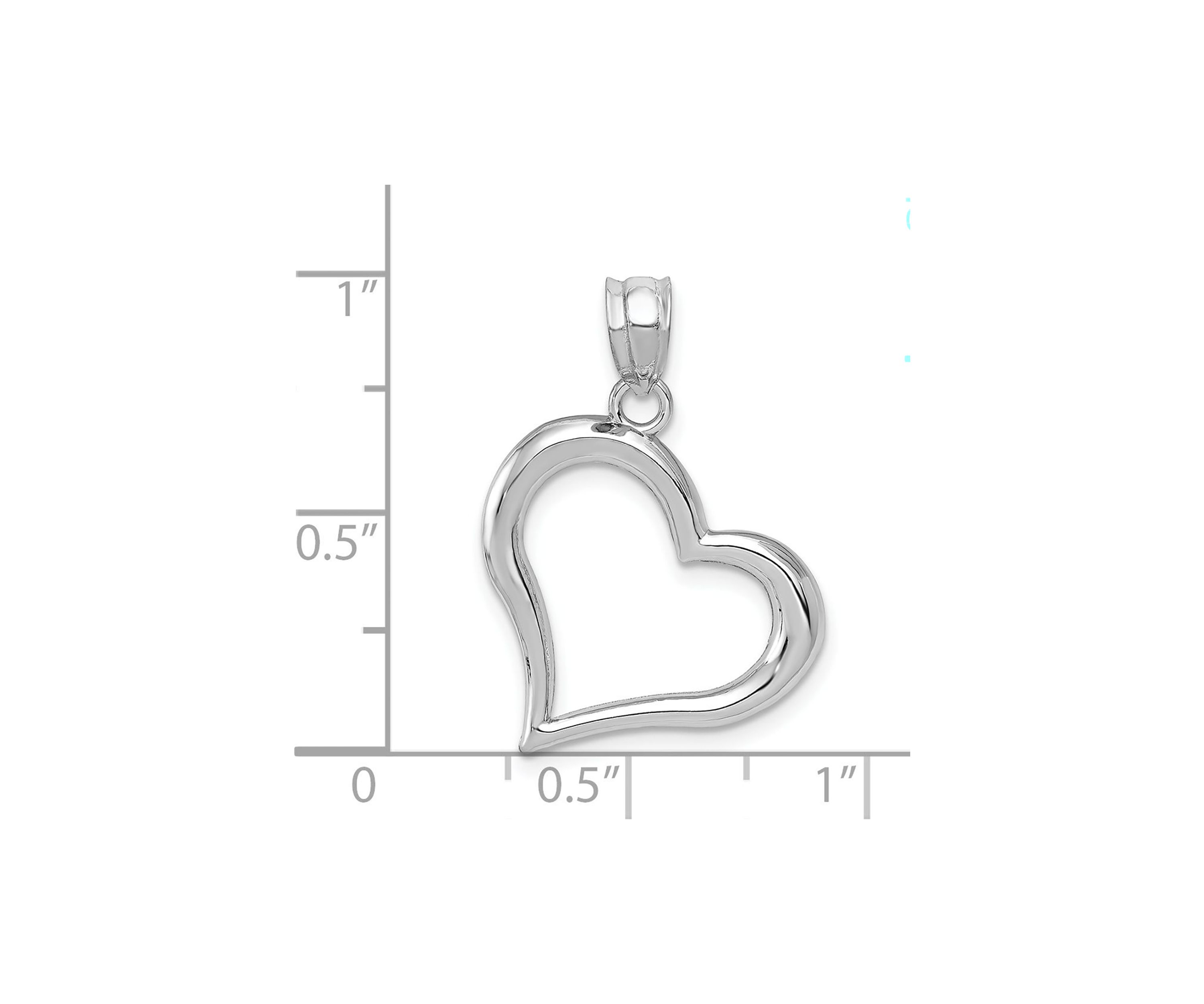 14K White Gold Polished Open Heart Pendant