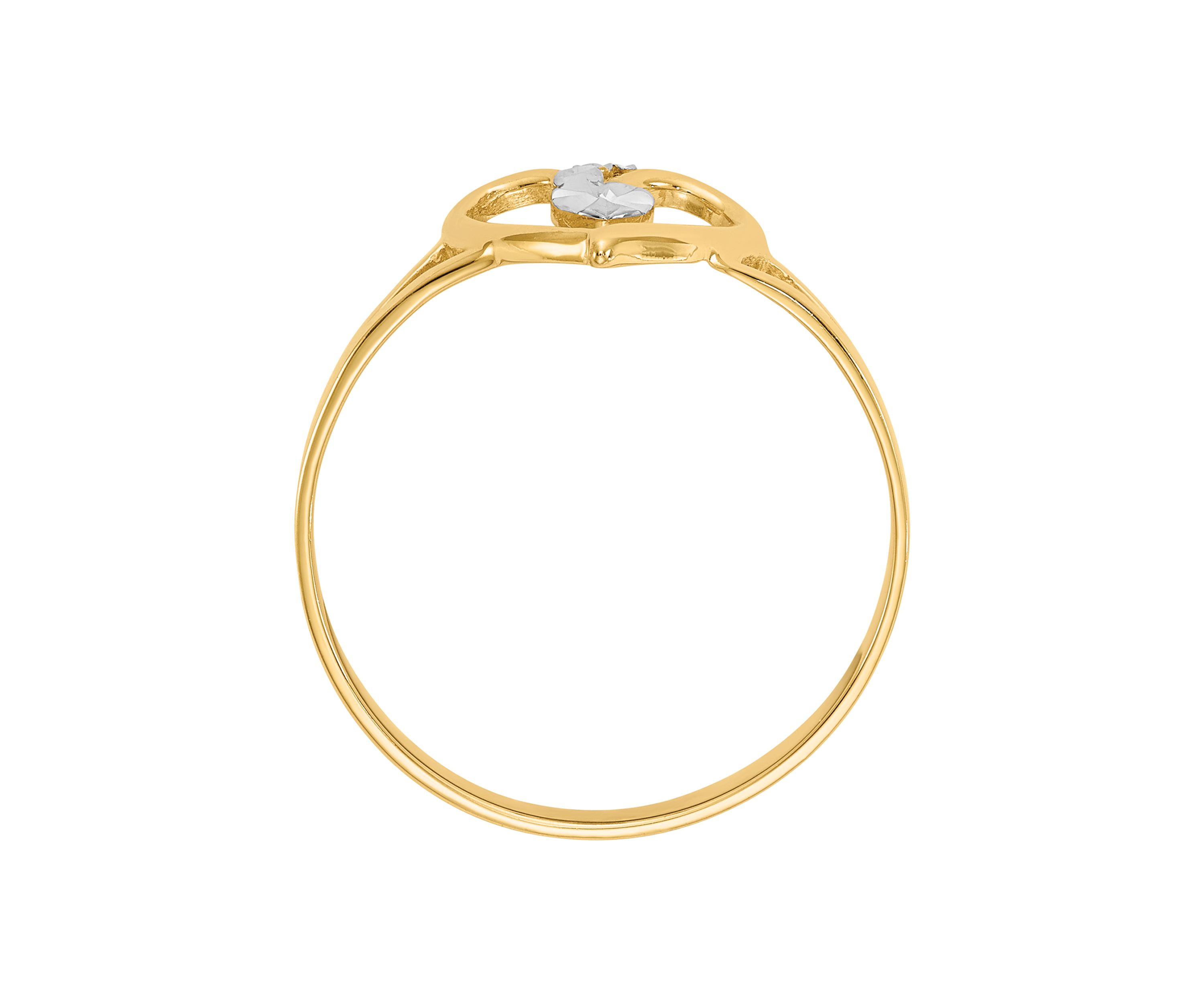 14K Yellow Gold and White Rhodium Polished Heart Ring
