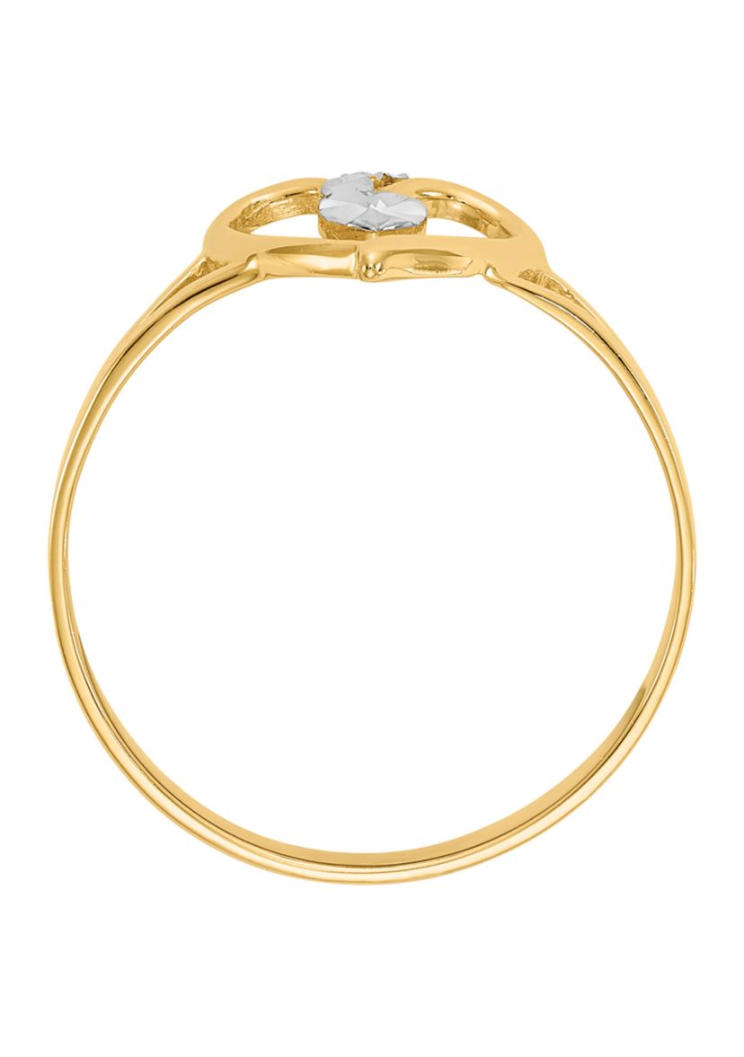 14K Yellow Gold and White Rhodium Polished Heart Ring