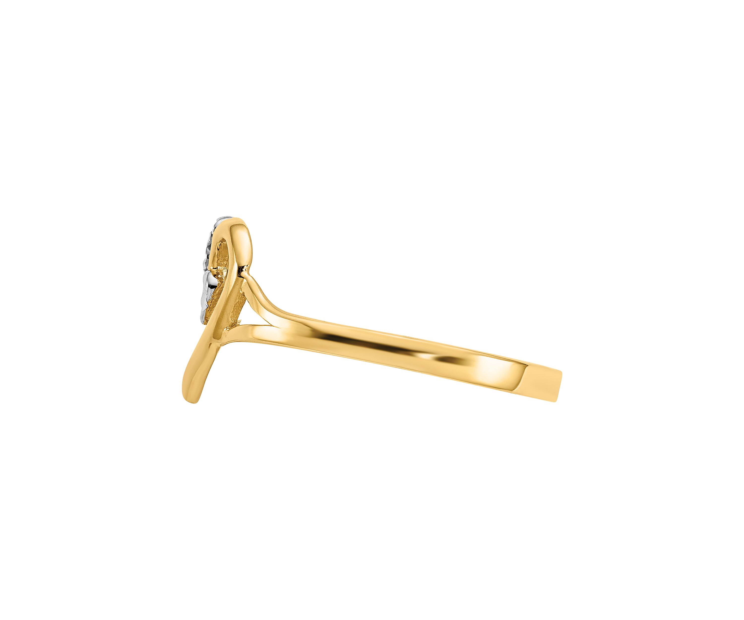 14K Yellow Gold and White Rhodium Polished Heart Ring