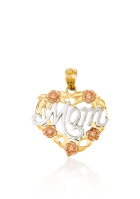 Belk & Co 14K Yellow and Rose Gold with White Rhodium-plated MOM Heart Pendant