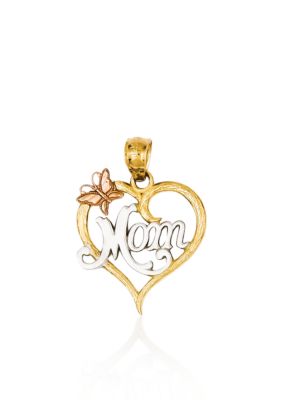 Belk & Co 14K Yellow and Rose Gold with White Rhodium-plated MOM Heart Pendant