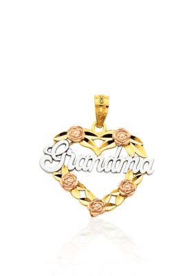 Belk & Co 14K Yellow and Rose Gold with White Rhodium-plated GRANDMA Heart Pendant