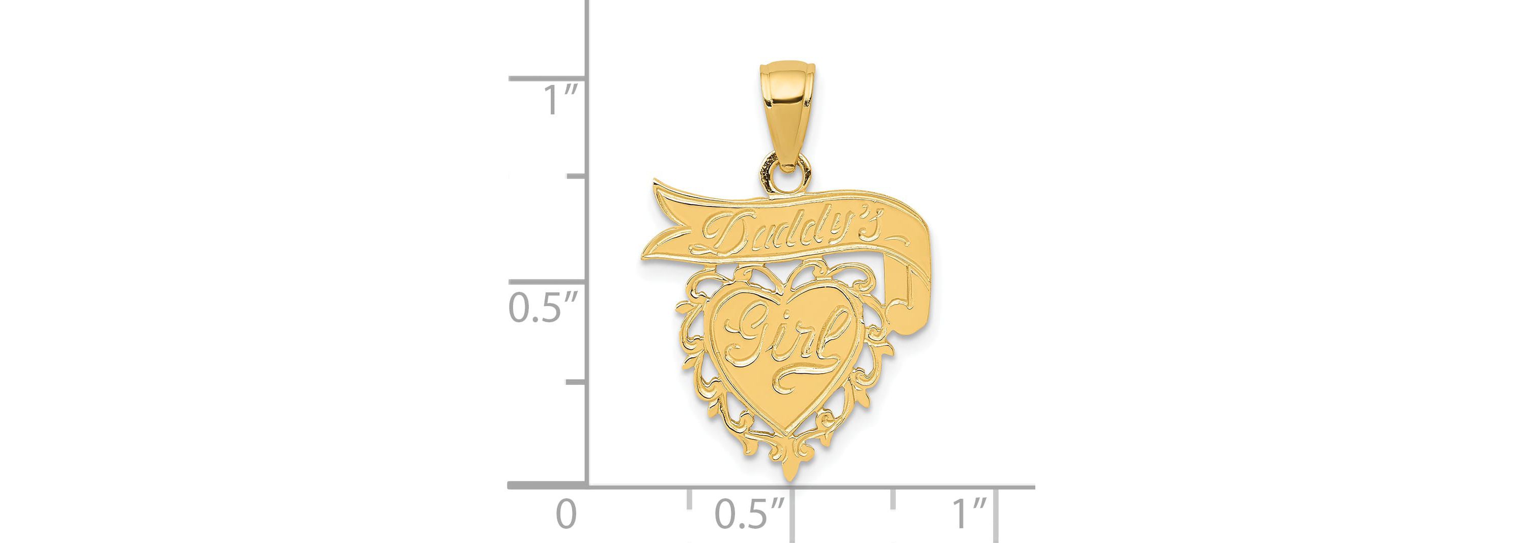 14K Yellow Gold DADDYS GIRL Heart Pendant