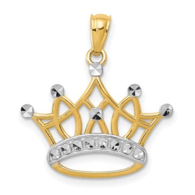 Belk & Co 14K Yellow Gold and Rhodium-plated Crown Pendant
