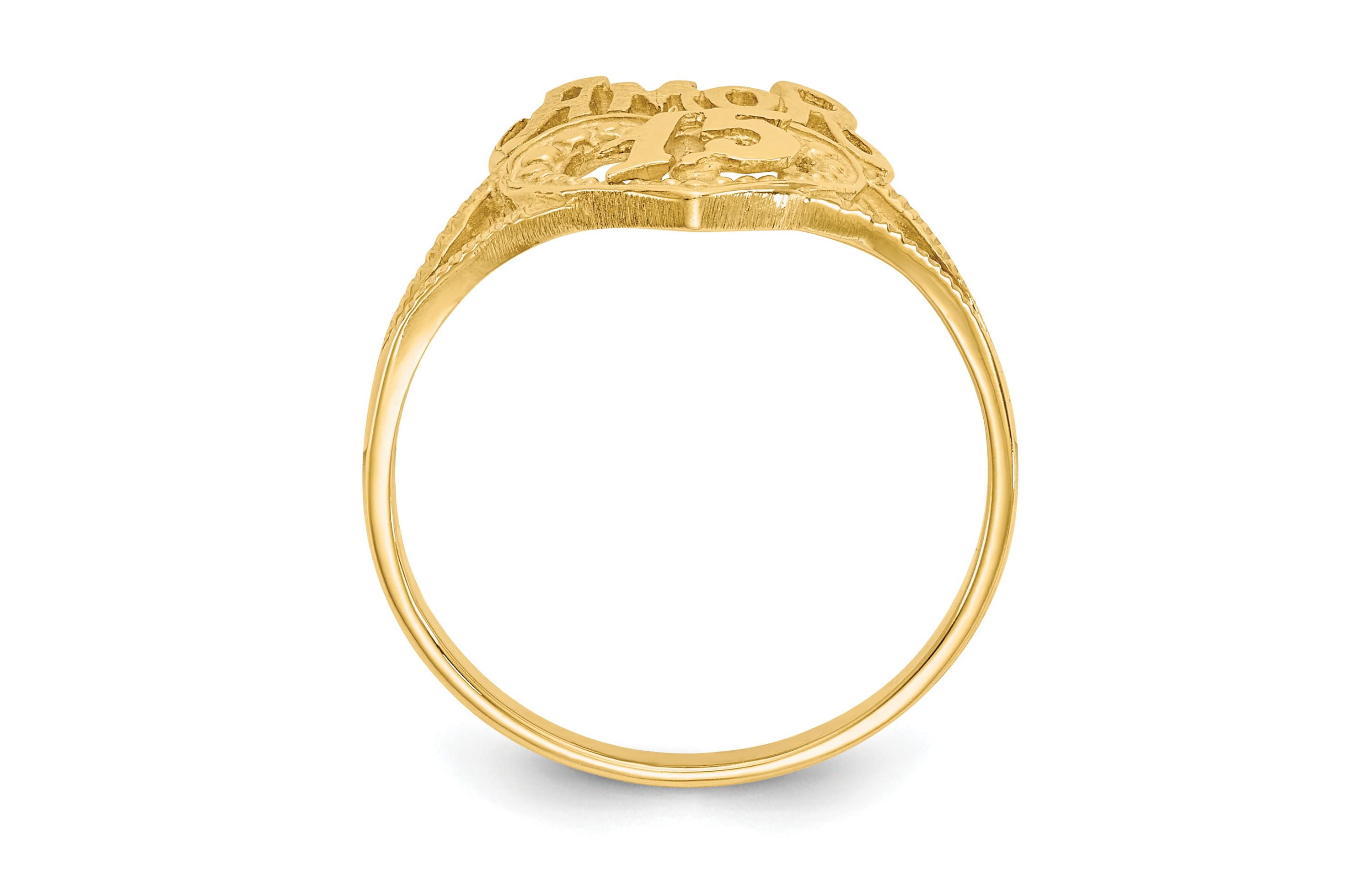 14K Yellow Gold 15 Amor Heart Ring