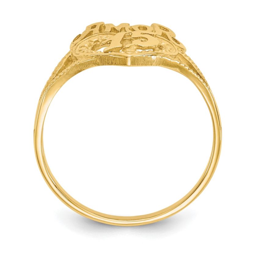14K Yellow Gold 15 Amor Heart Ring