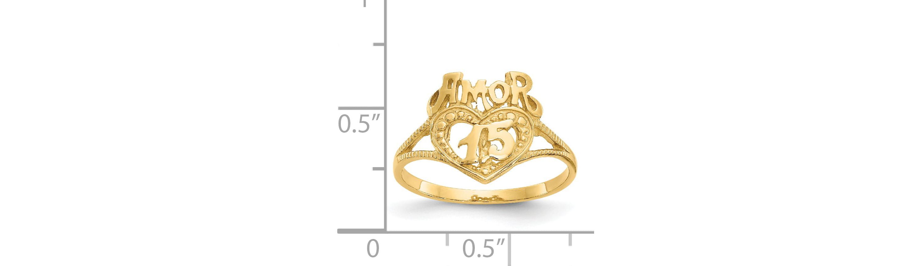 14K Yellow Gold 15 Amor Heart Ring