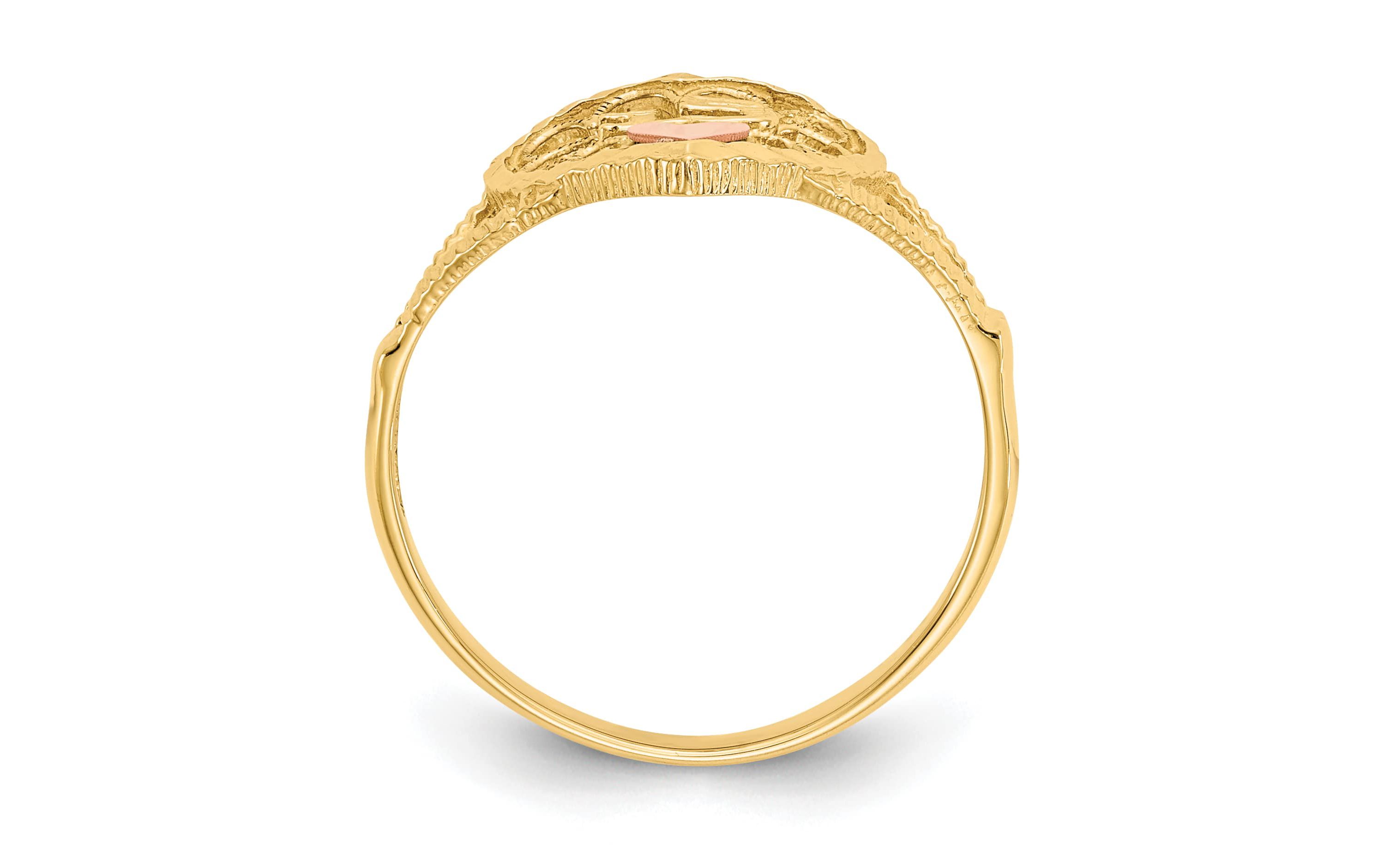 14K Two-tone Diamond Cut 15 Heart Ring