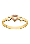 14K Rose and Yellow Gold Hearts Ring