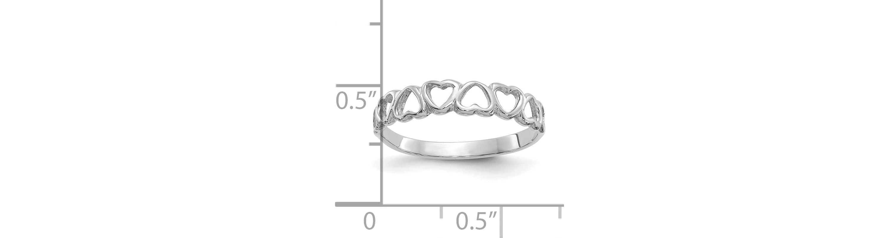 14K White Gold Polished Hearts Ring