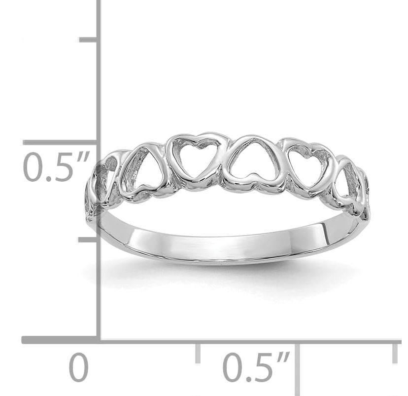 14K White Gold Polished Hearts Ring