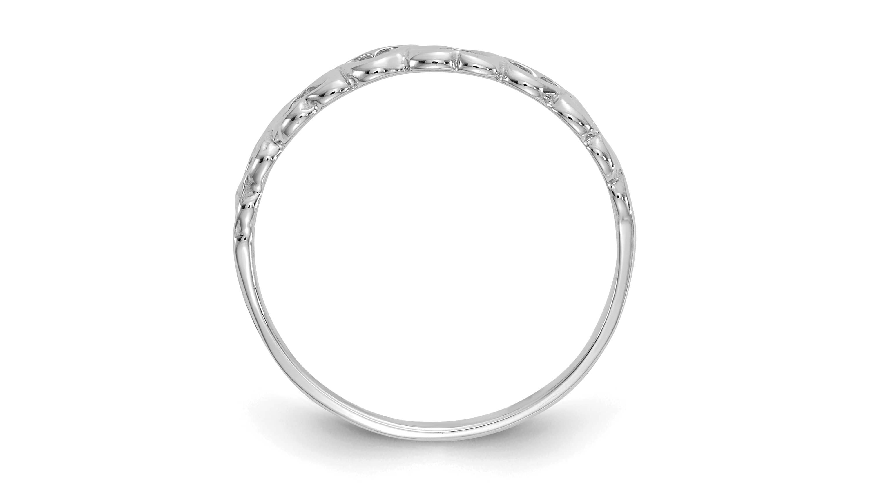 14K White Gold Polished Hearts Ring