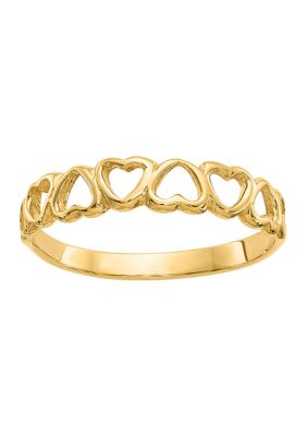 Belk & Co 14K Yellow Gold Polished Hearts Ring