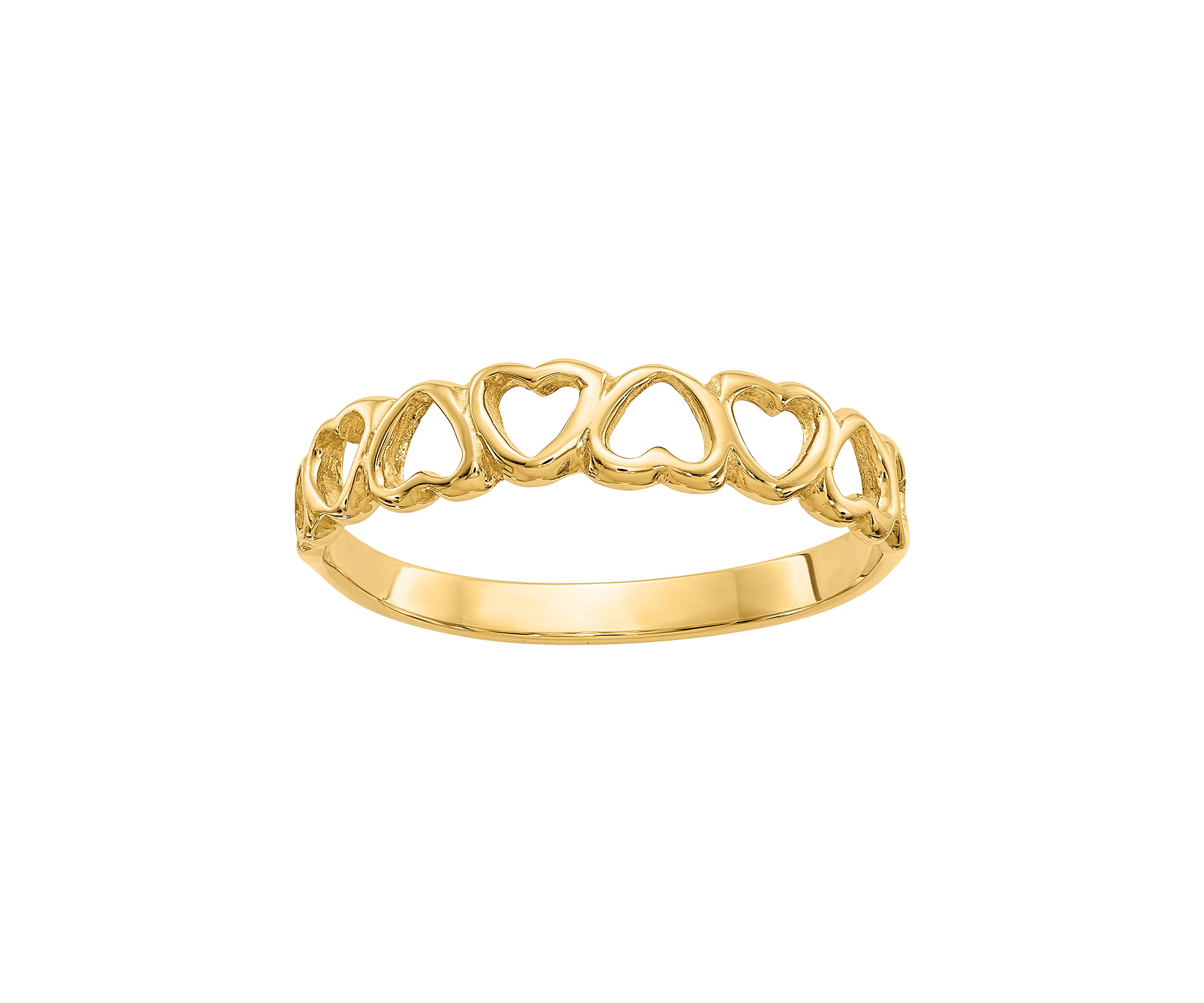 14K Yellow Gold Polished Hearts Ring
