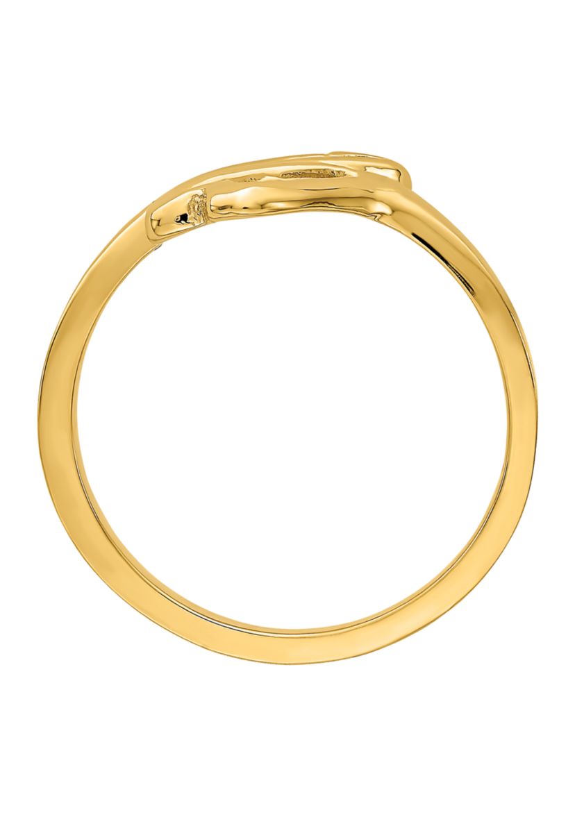 14K Yellow Gold High Polished Double Hearts Ring