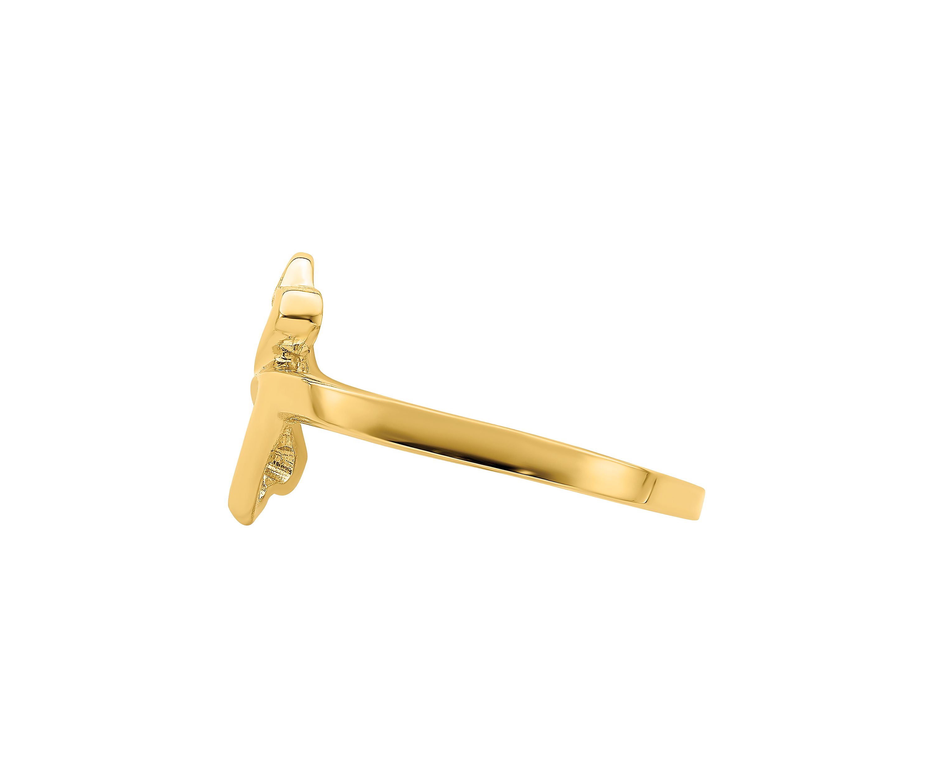 14K Yellow Gold High Polished Double Hearts Ring