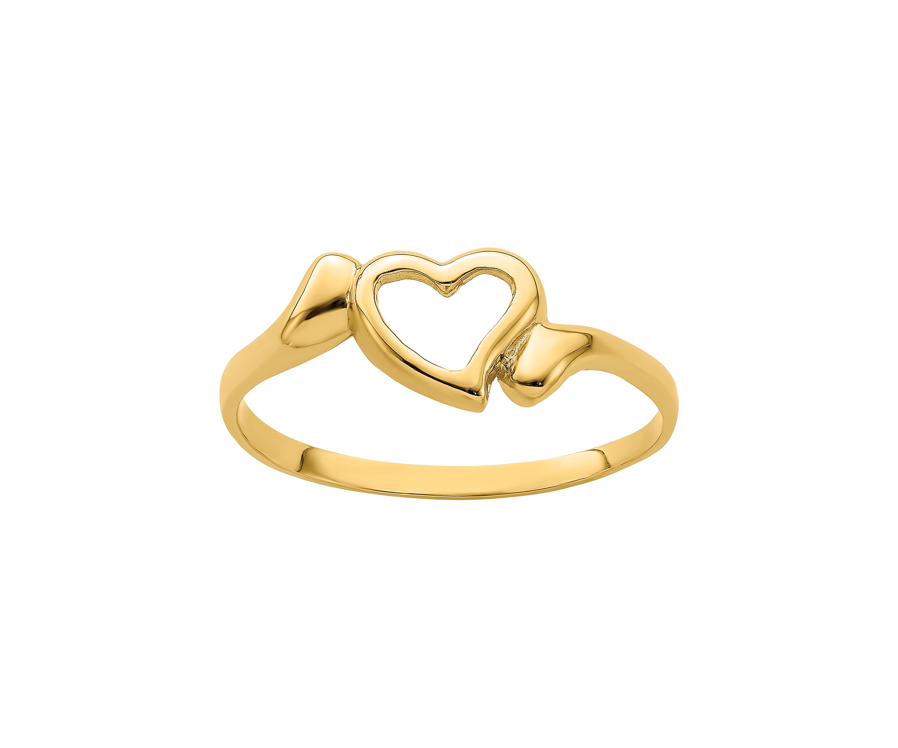 14K Yellow Gold Open Heart with Swirl Ring
