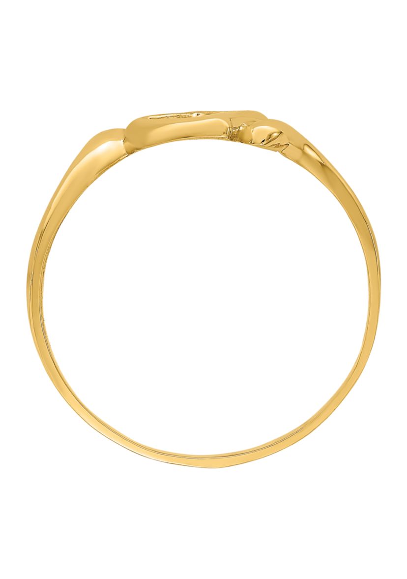 14K Yellow Gold Open Heart with Swirl Ring