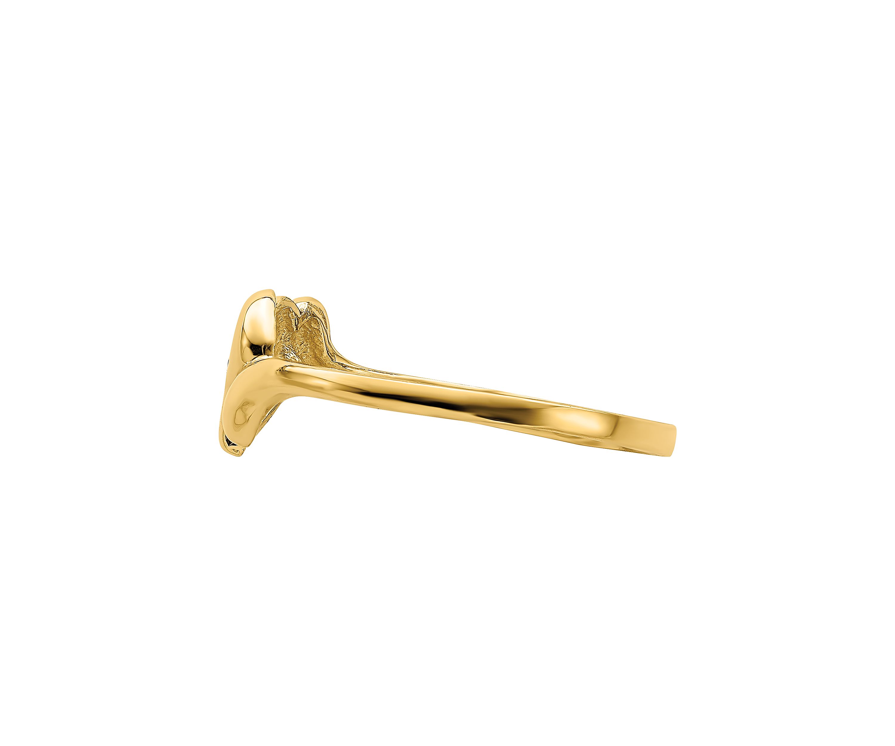 14K Yellow Gold Open Heart with Swirl Ring