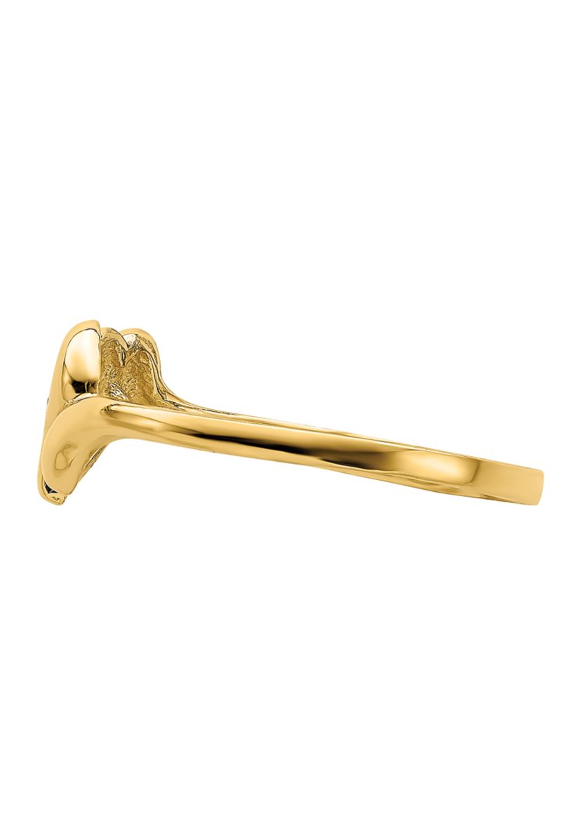 14K Yellow Gold Open Heart with Swirl Ring