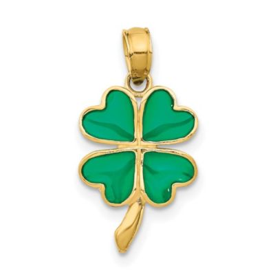 Belk & Co 14K Yellow Gold 4-Leaf Clover Enameled Pendant