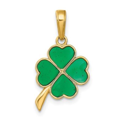 Belk & Co 14K Yellow Gold 4-Leaf Clover Enameled Pendant
