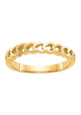 Belk & Co 14K Yellow Gold Polished Hearts Ring
