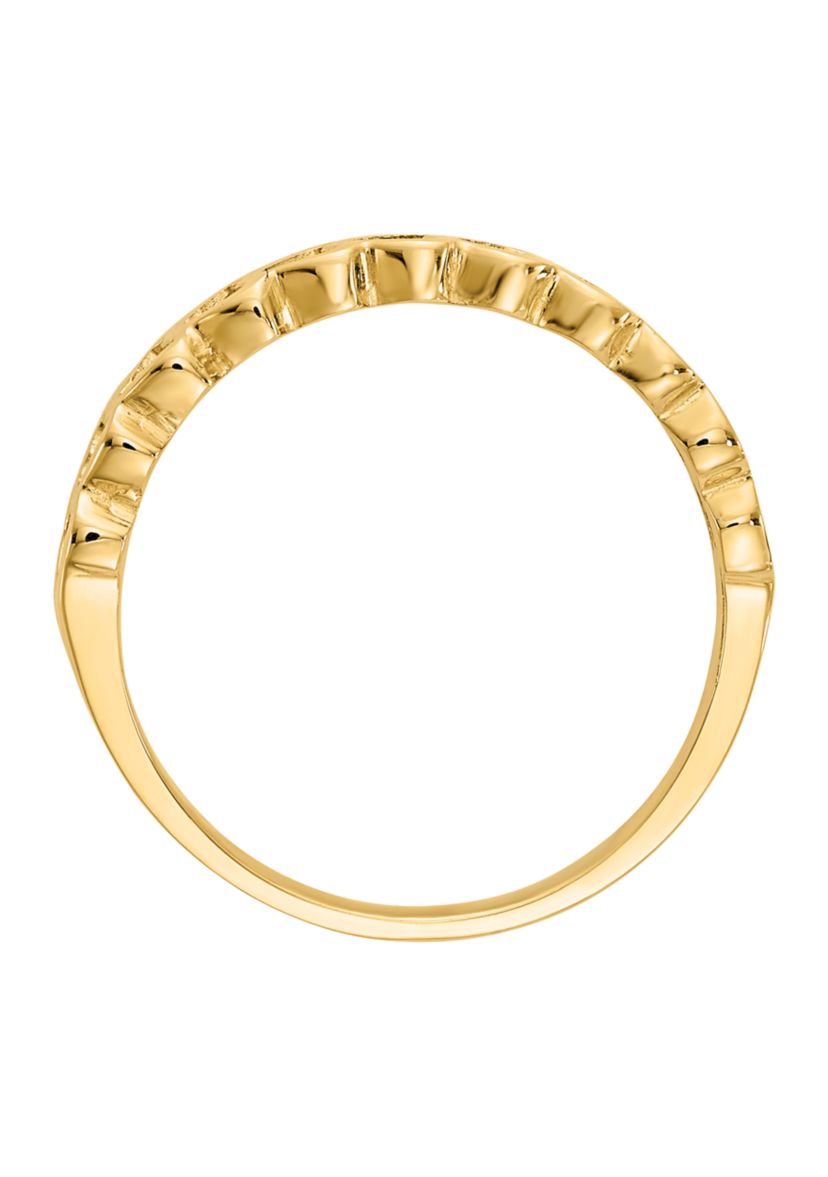 14K Yellow Gold Polished Hearts Ring