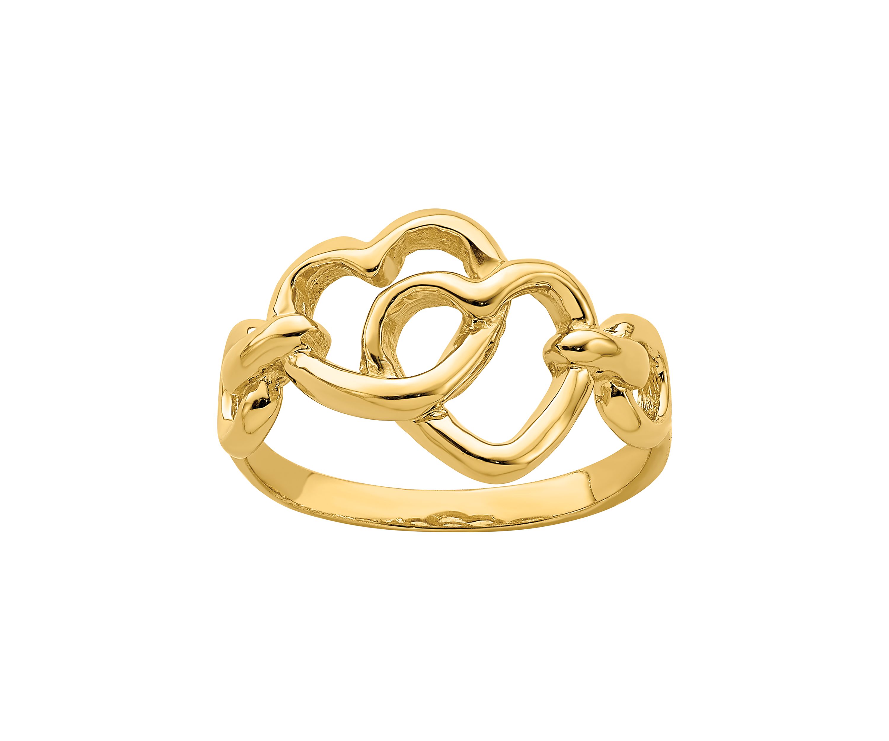 14K Yellow Gold Double Cutout Heart Ring