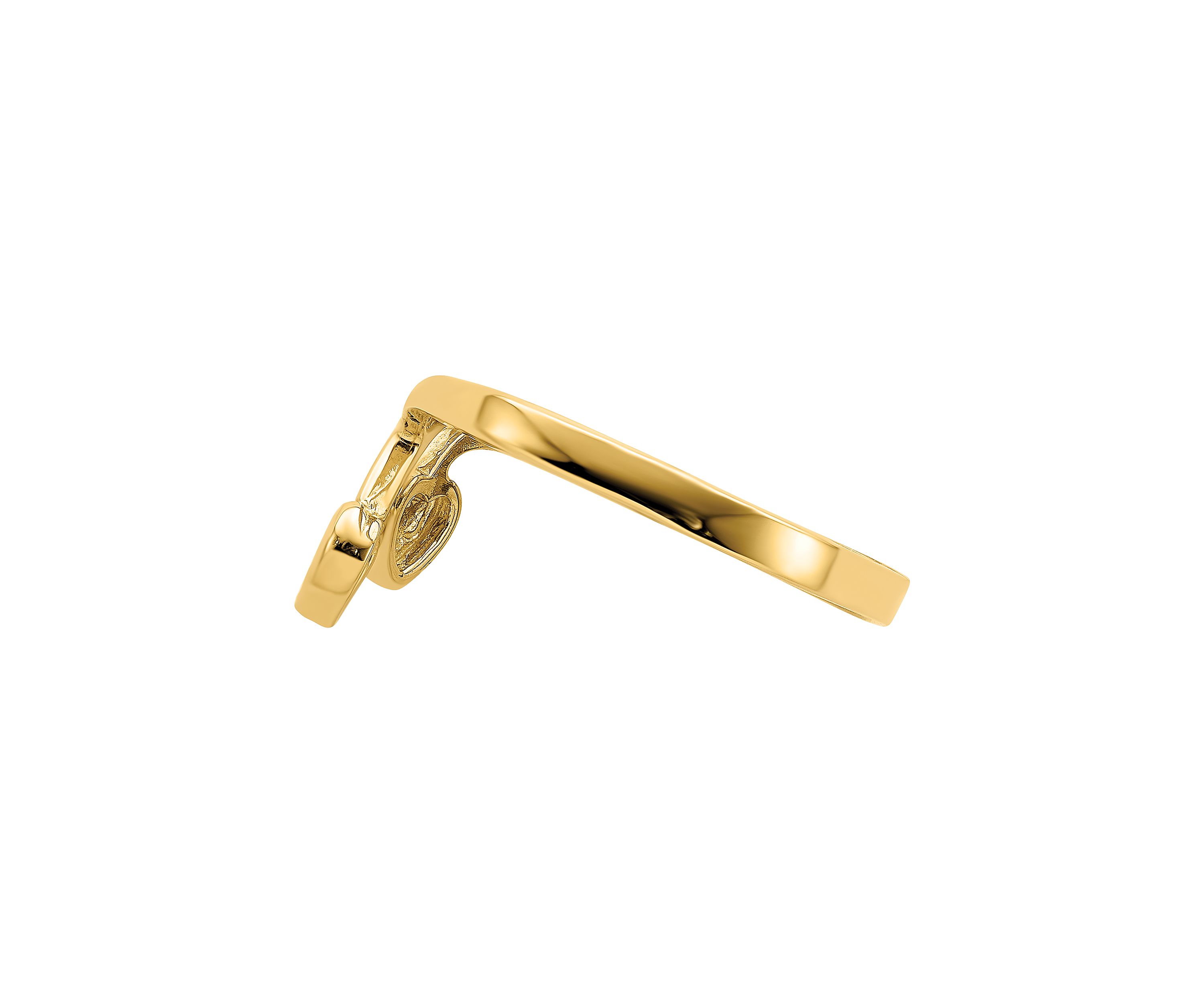 14K Yellow Gold Double Heart Drop V Ring