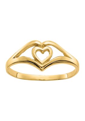 14K Yellow Gold Polished Heart Ring