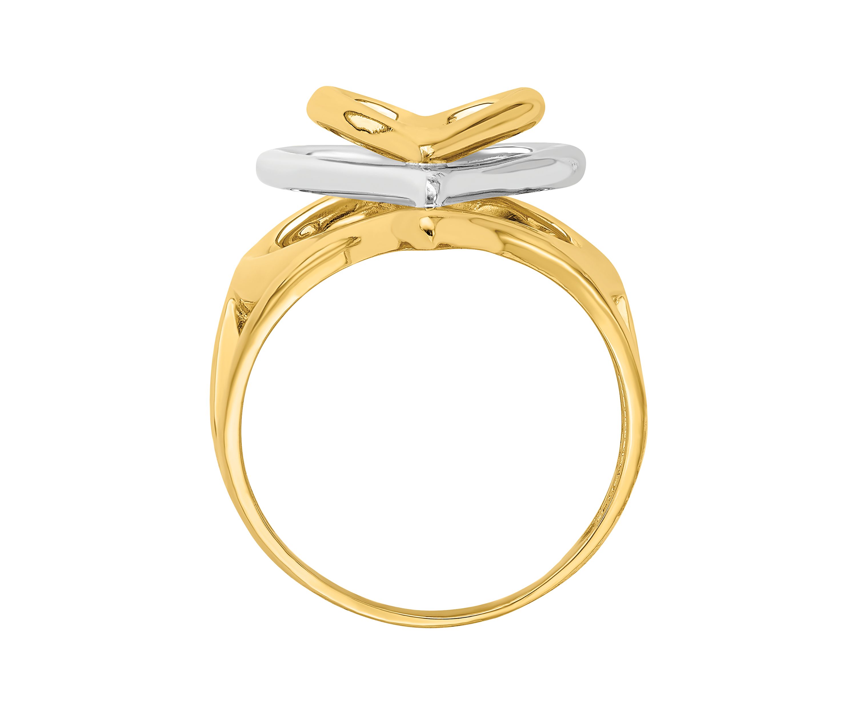 14K Two Tone Triple Stacked Heart Ring