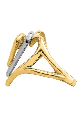 14K Two Tone Triple Stacked Heart Ring