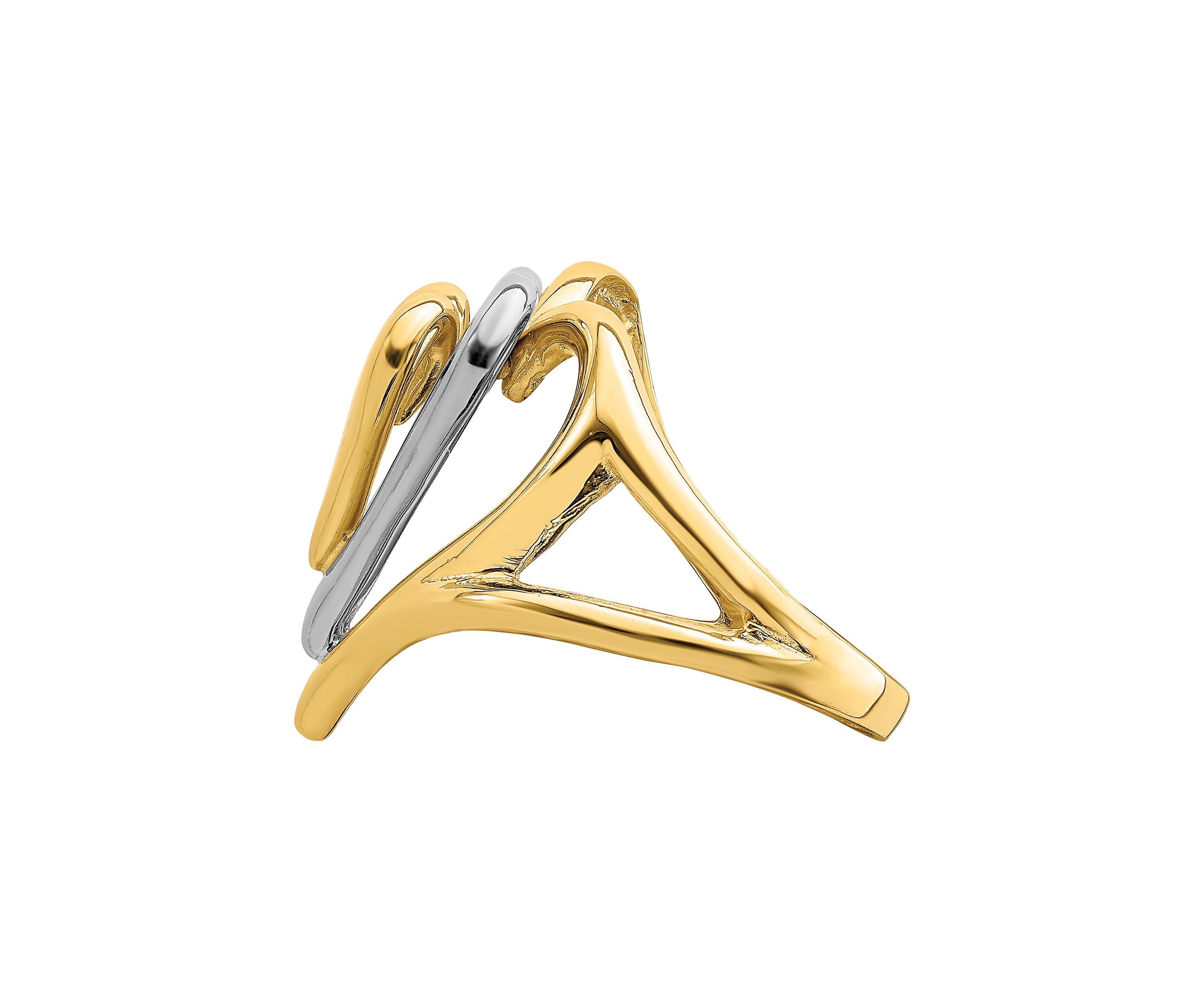 14K Two Tone Triple Stacked Heart Ring