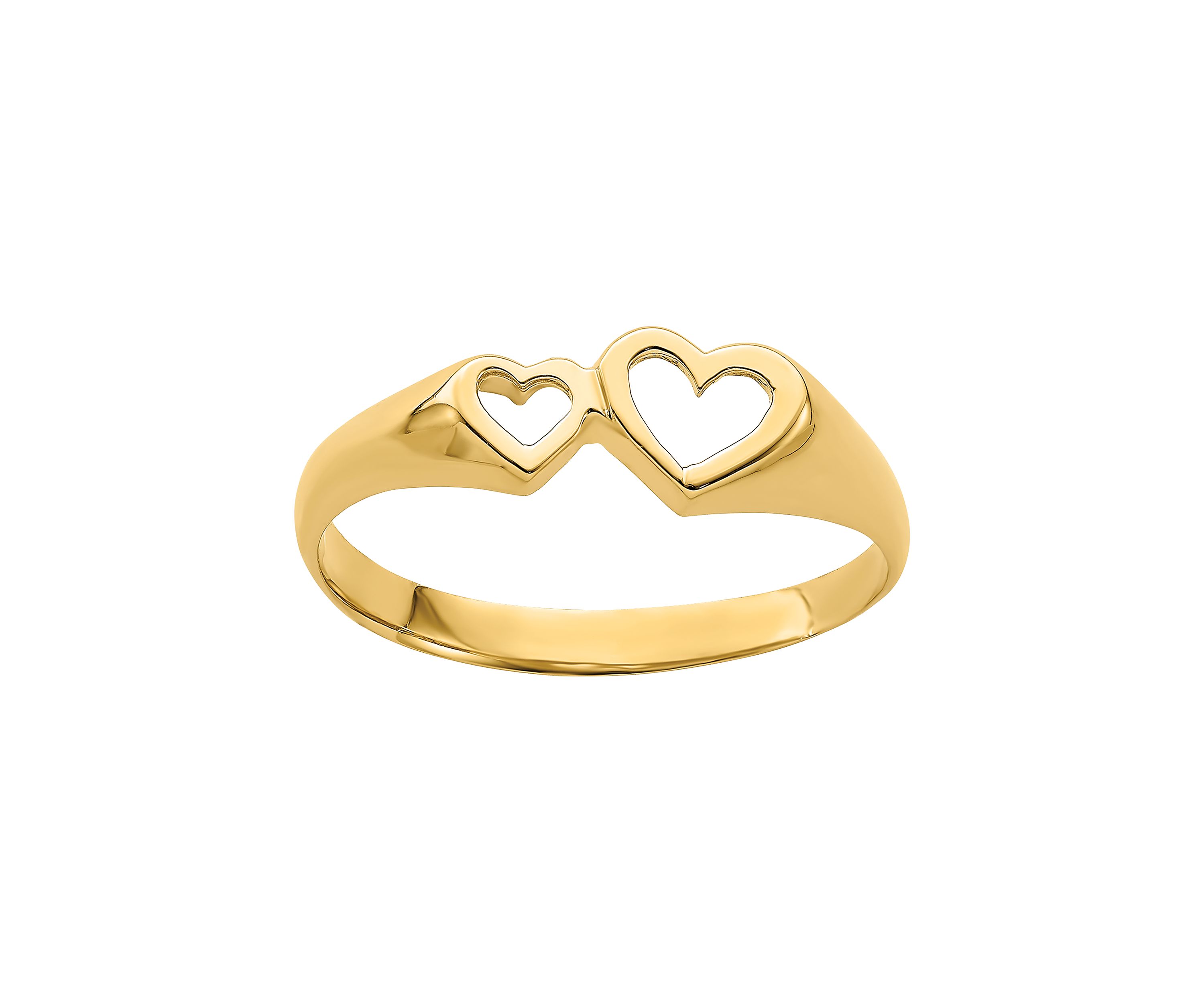 14K Yellow Gold Double Heart Cut Out Ring