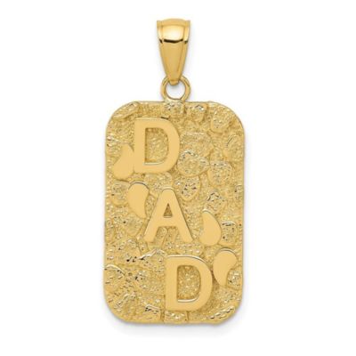 Belk & Co Men's 14K Yellow Gold DAD Gold Nugget Dog Tag Pendant