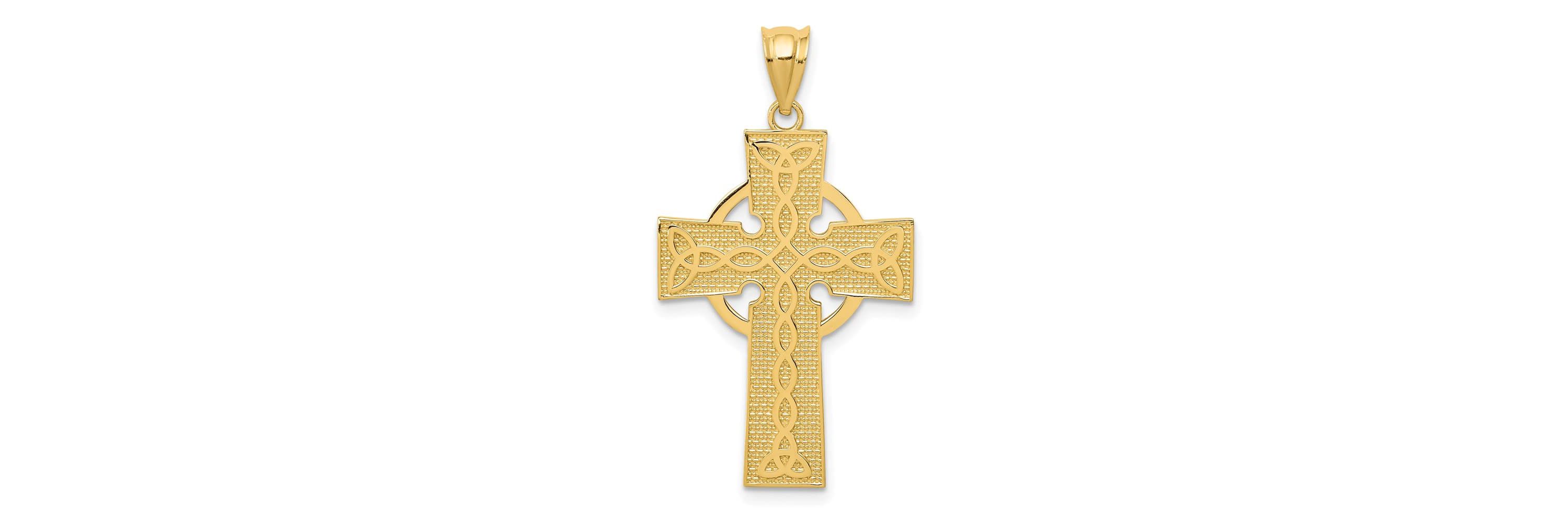 14K Yellow Gold Celtic Cross Pendant